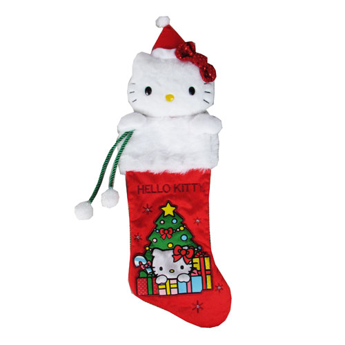 Hello Kitty Plush Kitty White Red Christmas Stocking